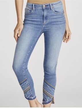 DRIFTWOOD Jackie Light Blue High-Rise Cropped Embroidered Jeans